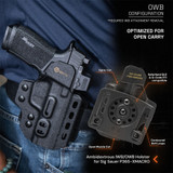 GRITR Holster OWB configuration features Optic Cut, SafariLand QLS Compatibility, Contoured Loops, and Open Muzzle Cut
