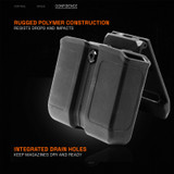 GRITR OWB Double Mag Carrier - 9mm/.357/.40 Cal. Double-Stack Handgun Mags
