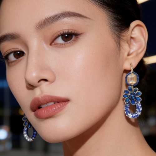 Crystal Drop Earrings – Same Design, Assorted Colors, One Pair Each