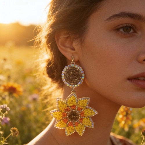 One-of-a-Kind Crystal Statement Earrings – Assorted Floral Styles