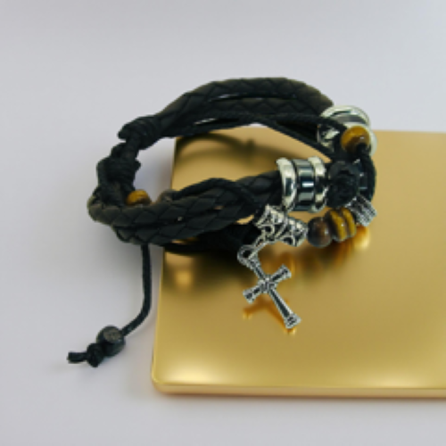 Leather Cross Bracelet