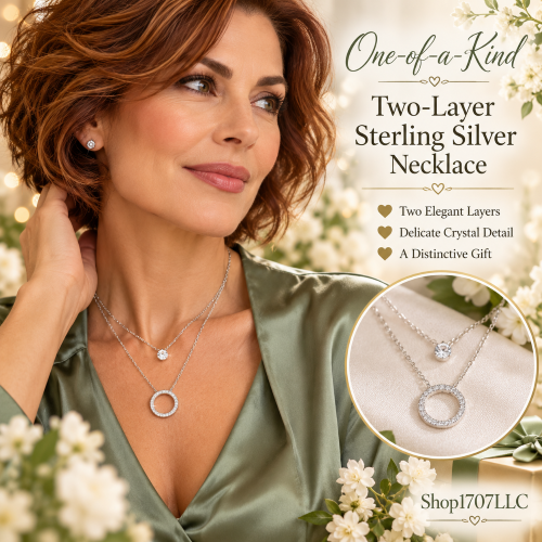 One-of-a-Kind Two-Layer CZ Sterling Silver Necklace – 8.5"