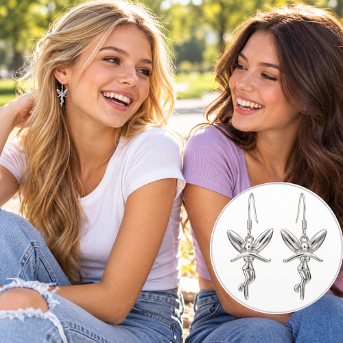 Dancing Fairies Sterling Silver Dangle Earrings
