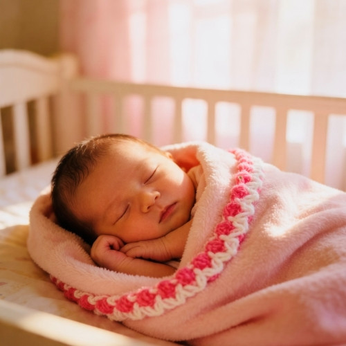 Pink Jawbreaker* Polar Fleece Baby Blanket/Country Look & Hand Crocheted Border