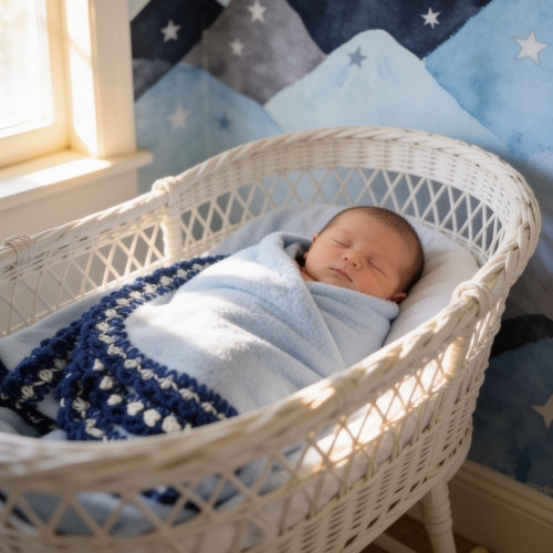 Royal Blue Cupcake Polar Fleece Baby Blanket – Country Look Hand-Crocheted Border