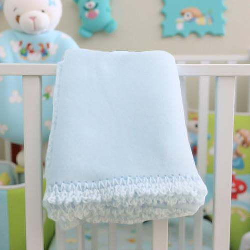 Blue Bubblegum* Polar Fleece Baby Blanket/French Design & Hand Crocheted Border Blue Bubblegum* Polar Fleece Baby Blanket/French Design & Hand Crocheted Border