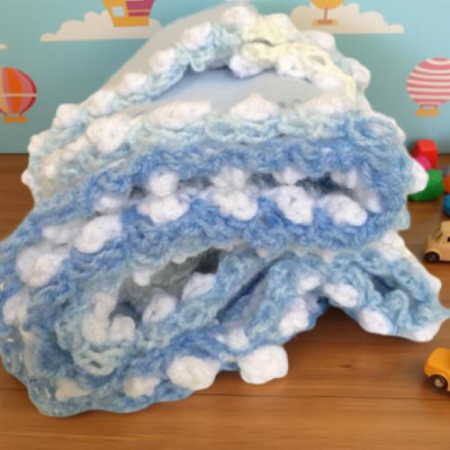 Blue Ice Frosting*Polar Fleece Baby Blanket /Country Look & Hand Crocheted Border Blue Ice Frosting*Polar Fleece Baby Blanket /Country Look & Hand Crocheted Border