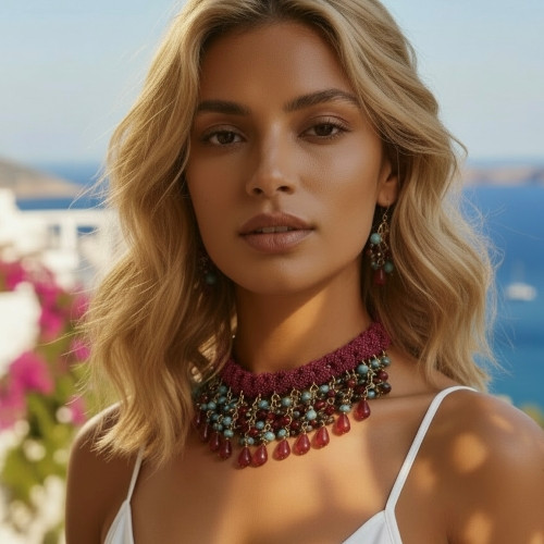 Crystal Necklace Matching Earrings*Hand Designed