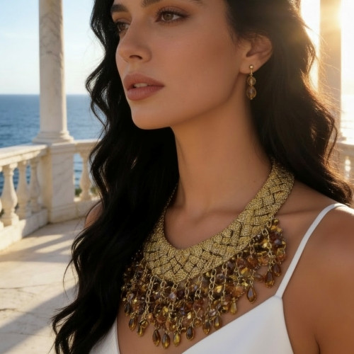 Crystal Necklace & Matching Earrings*Hand Designed