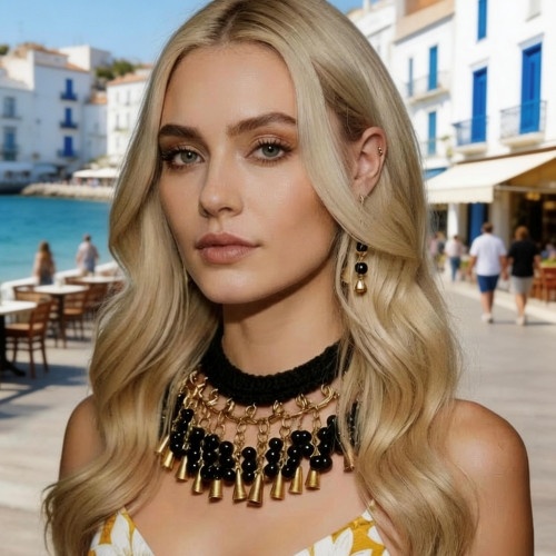 Crystal Necklace & Matching Earrings*Hand Crocheted Collar