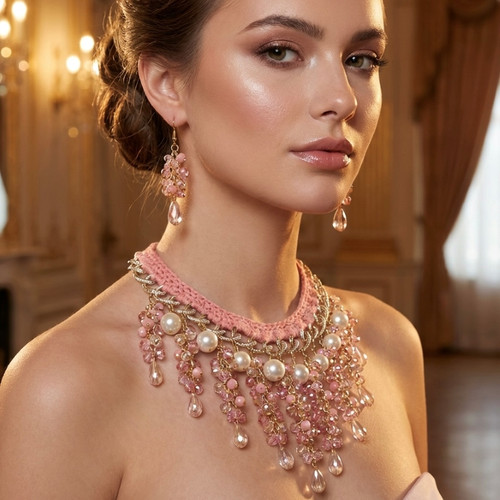 Crystal Necklace Earrings* Hand Designed