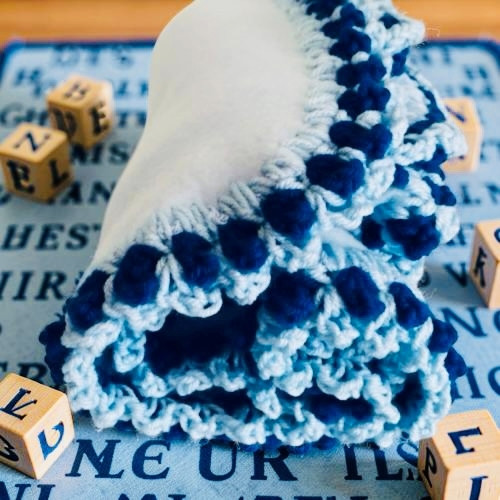 Michaels *Polar Fleece Baby Blanket/Country Look, Hand Crocheted Border