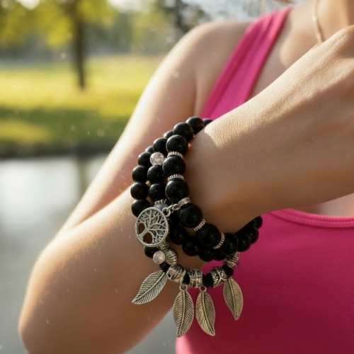 Vintage Crystal & Natural Stone Charm Bracelets – Assorted Colors