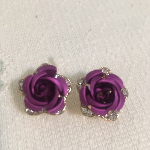 18K Gold-Plated Crystal Rose Stud Earrings – Assorted Colors