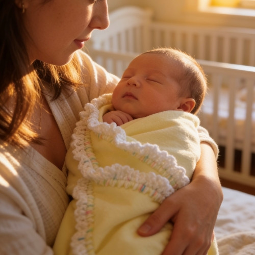 Buttercup Yellow Polar Fleece Baby Blanket – French Design Hand-Crocheted Border