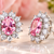 Pink CZ Cluster Stud Earrings – 18K White Gold Filled