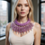 Handcrafted Crystal Necklace with Hand-Braided Silk Neckline