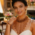 Handcrafted Amber Crystal Necklace Set with Braided Bead Neckline