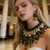 Green Crystal Necklace & Earrings Crochet Neckline