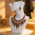 Hand-Crocheted Burgundy Crystal Necklace & Earrings – Handmade Statement Jewelry