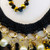 Black Hand-Crocheted Crystal Necklace & Earrings – Handmade Statement Jewelry
