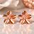 14K Rose Gold-Plated Flower Stud Earrings with CZ Stone