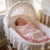 Strawberry Marshmallow – Polar Fleece Baby Blanket, Country Look Hand-Crocheted Border