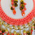 Coral Crystal Necklace & Matching Earrings – Hand-Crocheted Neckline