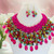 Crystal Necklace with Matching Earrings, Hand Crocheted Neckline
