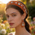 One-of-a-Kind Orange Velvet Crystal Headband & Earrings Set