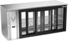 VBBN72HC-F-GS-PT-S | 72" Narrow Depth Sliding Glass Doors Food Rated Pass-thru Back Bar in Stainless Steel