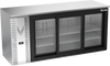 VBBN72HC-F-GS-S | 72" Narrow Depth Sliding Glass Doors Food Rated Back Bar in Stainless Steel