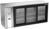 VBBN72HC-GS-S | 72" Narrow Depth Sliding Glass Doors Back Bar in Stainless Steel