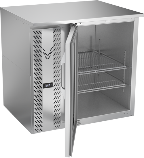 VBB36HC-FG-S | 36" Glass Door Food Rated Back Bar in Stainless Steel