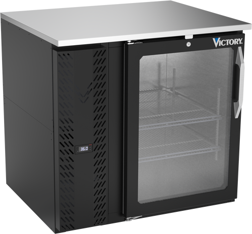 VBB36HC-G-B | 36" Glass Door Back Bar in Black