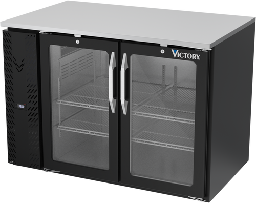 VBB48HC-FG-B | 48" Glass Doors Food Rated Back Bar in Black