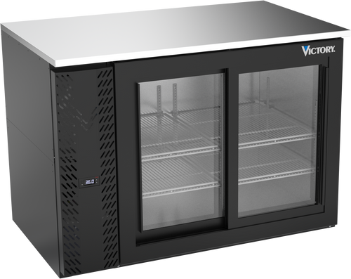 VBB48HC-F-GS-B | 48" Sliding Glass Doors Food Rated Back Bar in Black