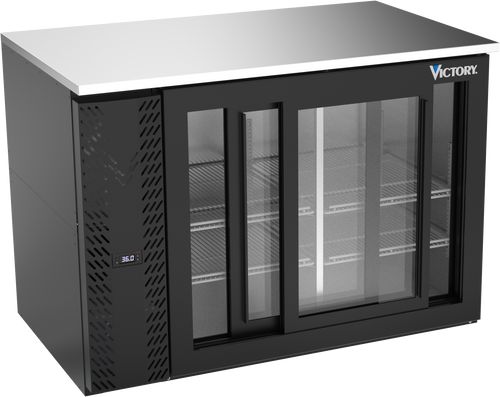 VBB48HC-F-GS-B | 48" Sliding Glass Doors Food Rated Back Bar in Black