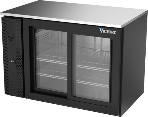 VBB48HC-F-GS-B | 48" Sliding Glass Doors Food Rated Back Bar in Black