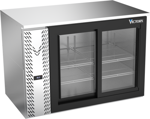 VBB48HC-F-GS-S | 48" Sliding Glass Doors Food Rated Back Bar in Stainless Steel