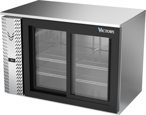 VBB48HC-F-GS-S | 48" Sliding Glass Doors Food Rated Back Bar in Stainless Steel