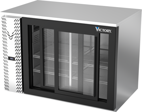 VBB48HC-F-GS-S | 48" Sliding Glass Doors Food Rated Back Bar in Stainless Steel