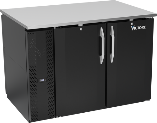 VBB48HC-F-PT-B | 48" Solid Doors Food Rated Pass-thru Back Bar in Black