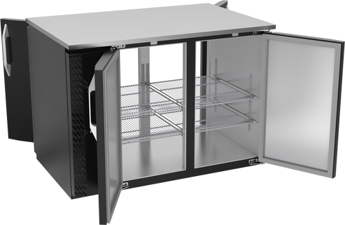 VBB48HC-F-PT-B | 48" Solid Doors Food Rated Pass-thru Back Bar in Black