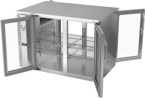 VBB48HC-G-PT-S | 48" Glass Doors Pass-thru Back Bar in Stainless Steel