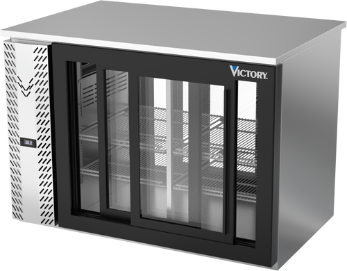 VBB48HC-F-GS-PT-S | 48" Sliding Glass Doors Food Rated Pass-thru Back Bar in Stainless Steel