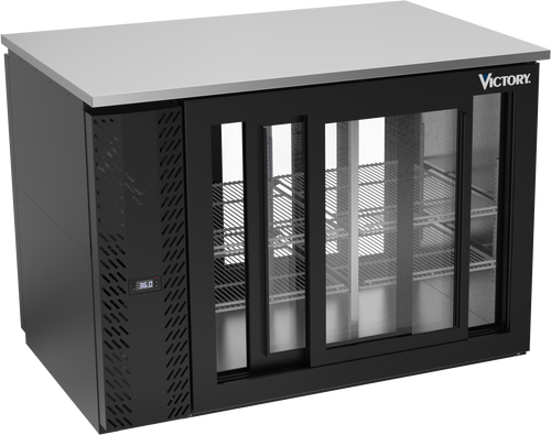 VBB48HC-GS-PT-B | 48" Sliding Glass Doors Pass-thru Back Bar in Black