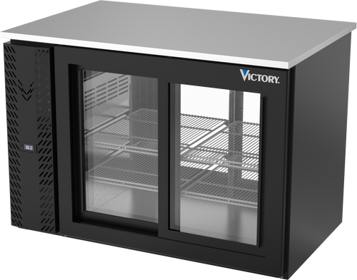 VBB48HC-GS-PT-B | 48" Sliding Glass Doors Pass-thru Back Bar in Black