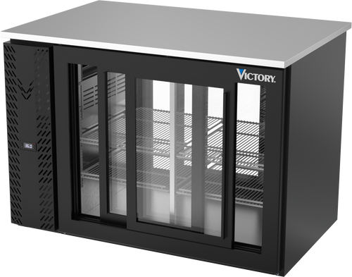 VBB48HC-GS-PT-B | 48" Sliding Glass Doors Pass-thru Back Bar in Black