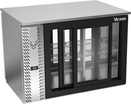 VBB48HC-GS-PT-S | 48" Sliding Glass Doors Pass-thru Back Bar in Stainless Steel